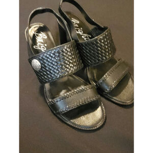 Brighton Black Reggio Woven Sandals with Chunky Heel Size 9 Preloved Excellent